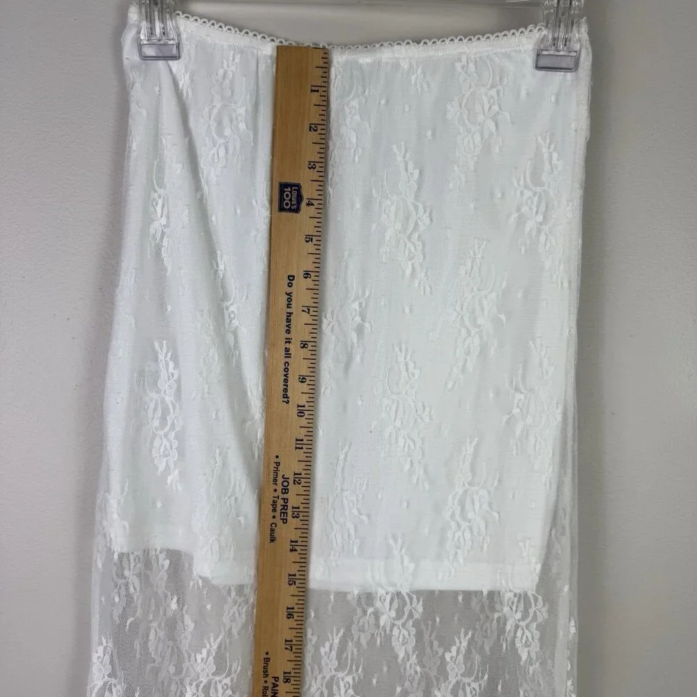 All In Favor White Lace Midi Skirt Small Sheer Overlay Lined NWOT Cottagecore - Picture 9 of 11